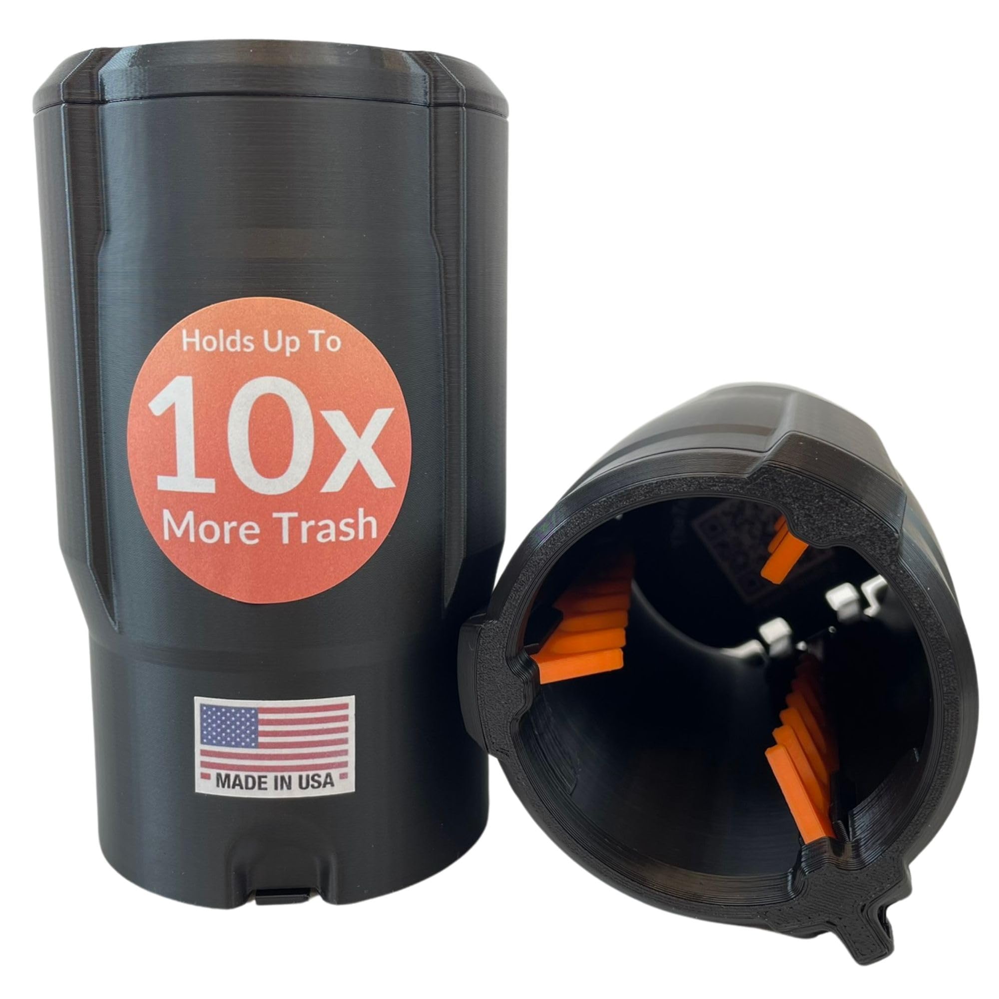 Cup Holder Trash Can for Car – Patent-Pending Trash Compaction - Up to 10x More Trash to Save You Time - Portable Trash Can for Car, Stroller, Backpacks, and Beyond, Black