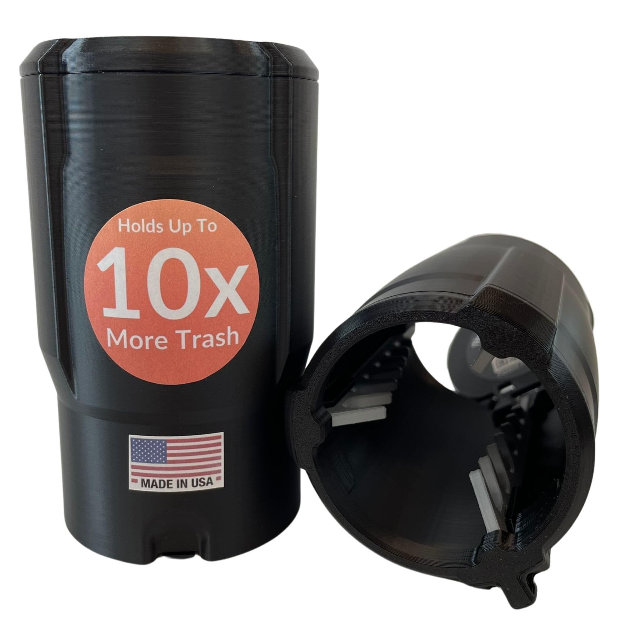 Cup Holder Trash Can for Car – Patent-Pending Trash Compaction - Up to 10x More Trash to Save You Time - Portable Trash Can for Car, Stroller, Backpacks, and Beyond, Black/Grey