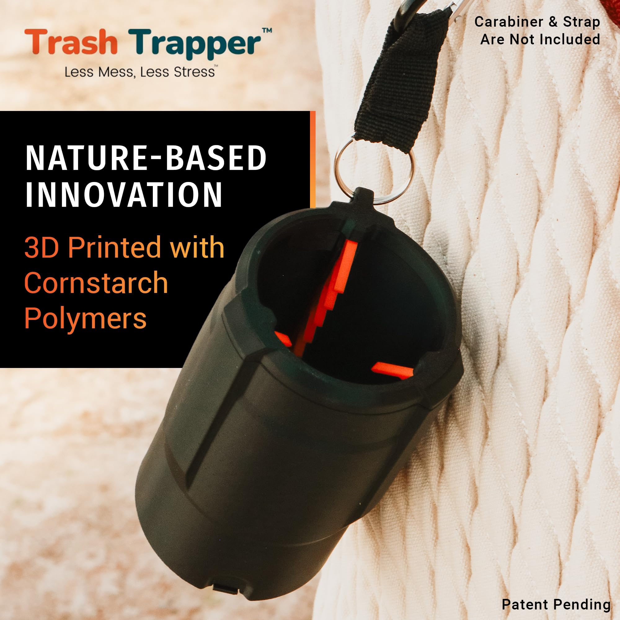 Cup Holder Trash Can for Car – Patent-Pending Trash Compaction - Up to 10x More Trash to Save You Time - Portable Trash Can for Car, Stroller, Backpacks, and Beyond, Black